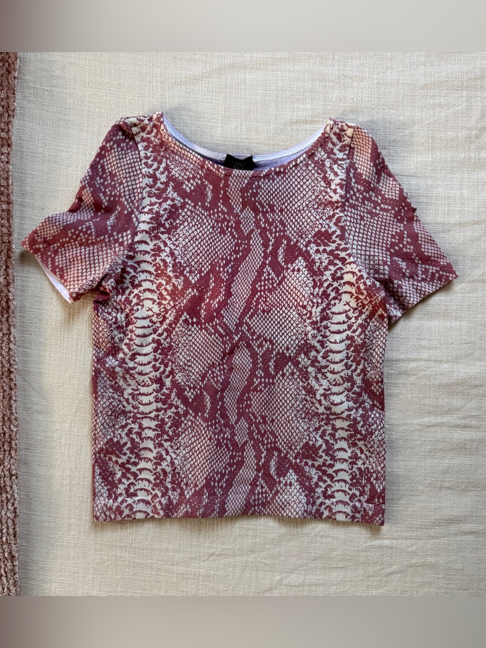 Vintage Love Sex Money Italian Snakeskin Print Fitted Top Y2K S/M Purple Aqua